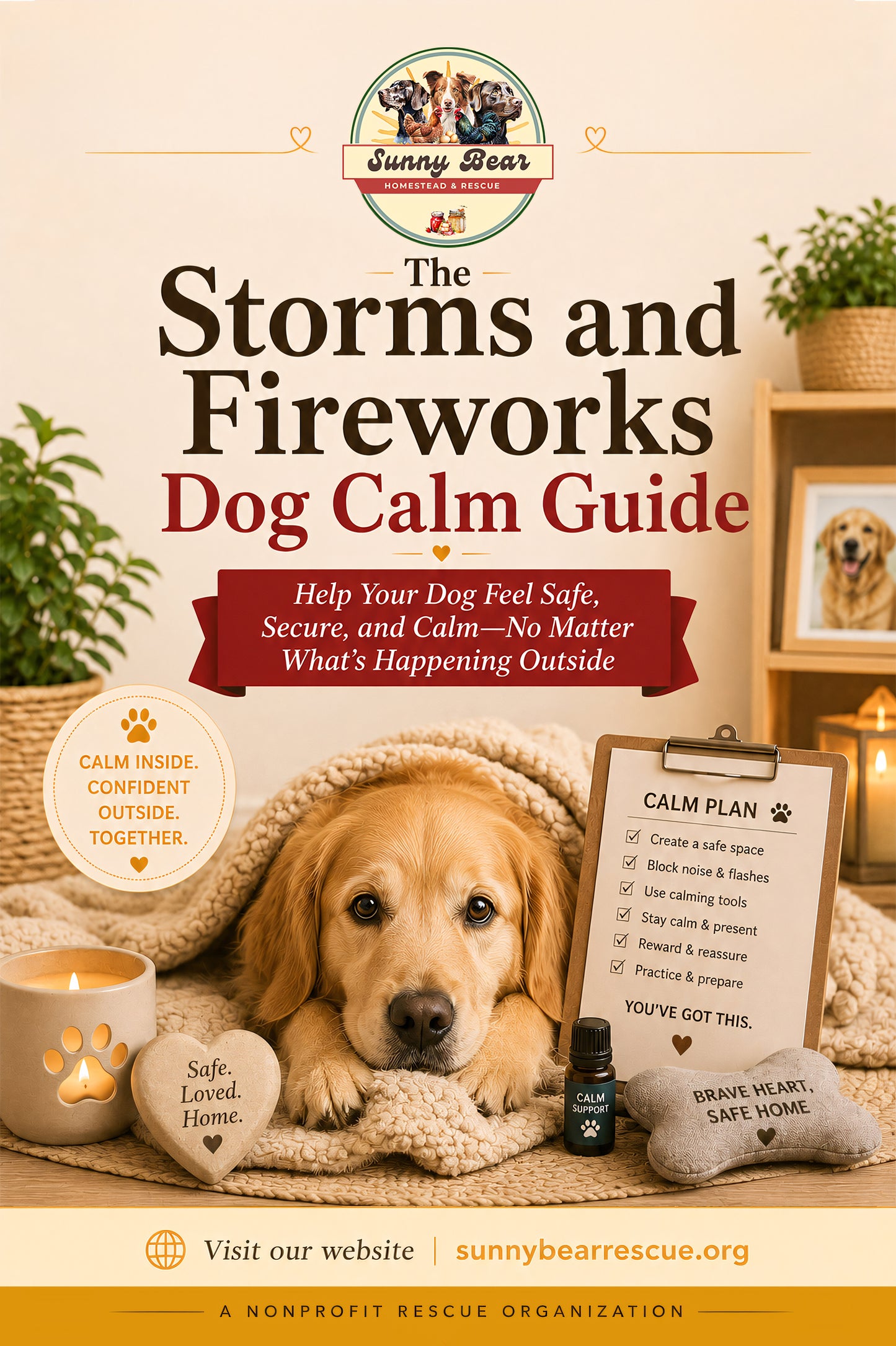 The Storms and Fireworks Dog Calm Guide: A Practical Guide to Noise Fear, Safe Spaces, and Calmer Event Prep