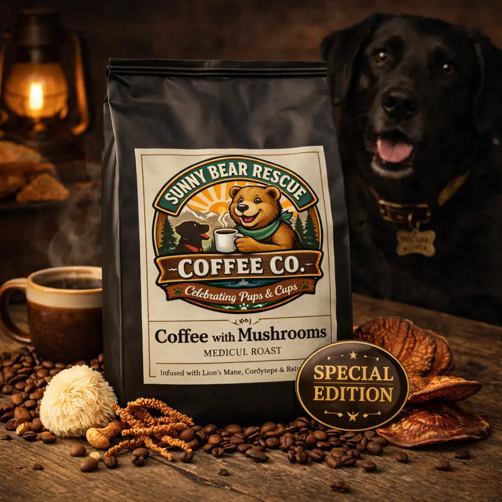 Coffee with Mushrooms Medium Roast Sunny Bear Rescue Coffee Co.