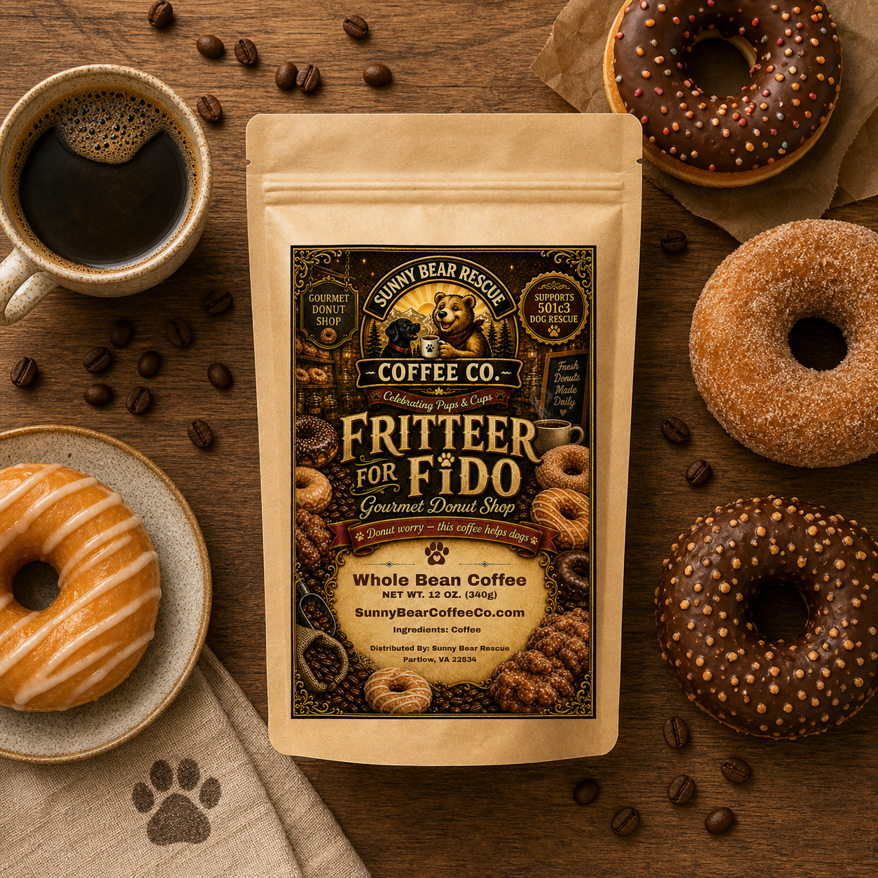 Fritter for Fido Sunny Bear Rescue Coffee Co.