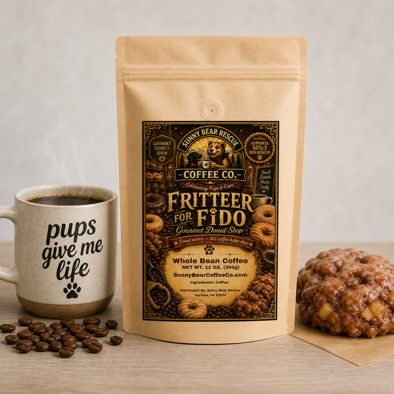 Fritter for Fido Sunny Bear Rescue Coffee Co.