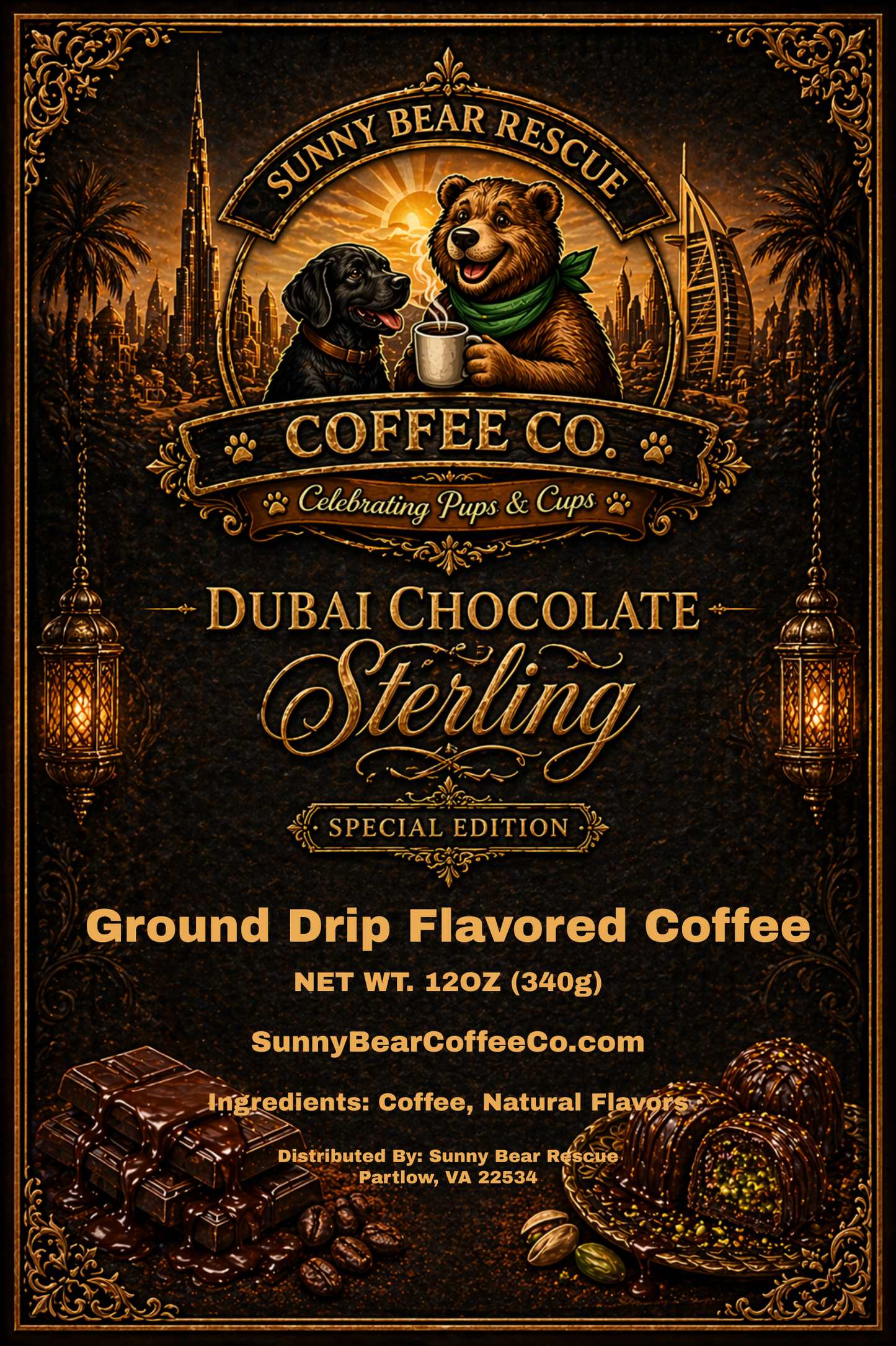 Dubai Chocolate (Special Edition) ~ Sterling Sunny Bear Rescue Coffee Co.