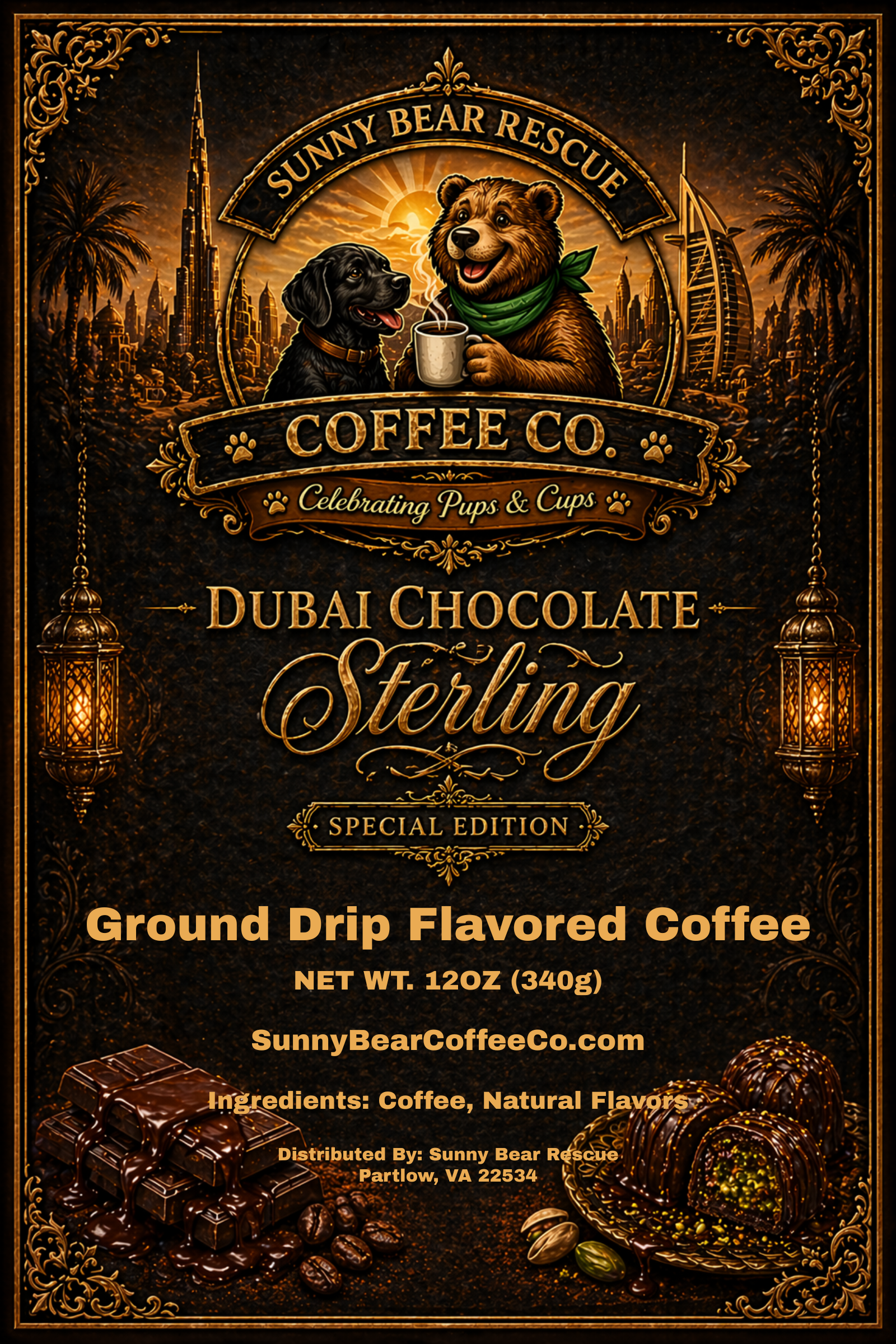 Dubai Chocolate (Special Edition) ~ Sterling Sunny Bear Rescue Coffee Co.