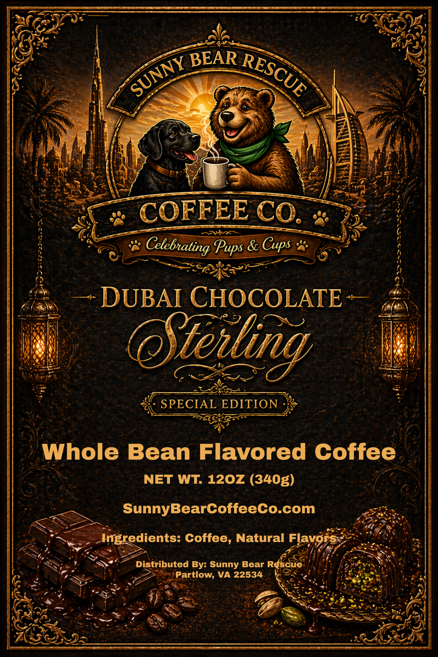 Dubai Chocolate (Special Edition) ~ Sterling Sunny Bear Rescue Coffee Co.