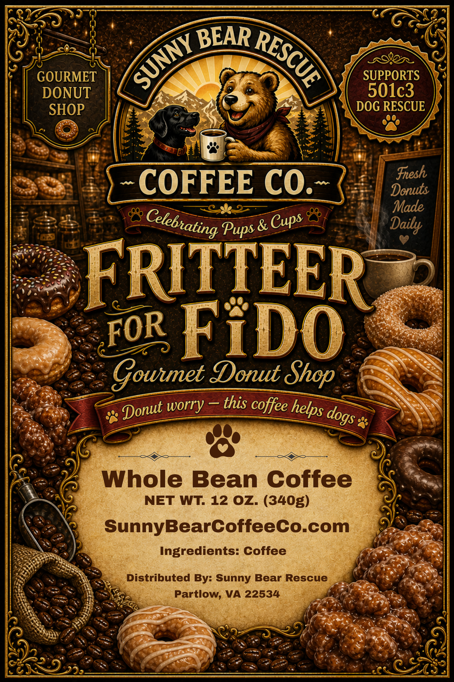 Fritter for Fido Sunny Bear Rescue Coffee Co.