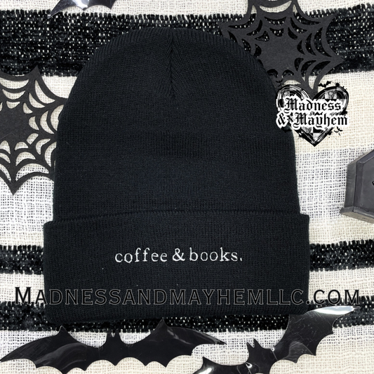 Coffee & books embroidered beanie