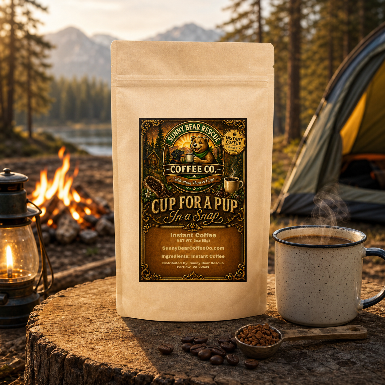 Cup for a Pup in a Snap ~ Instant Coffee Sunny Bear Rescue Coffee Co.