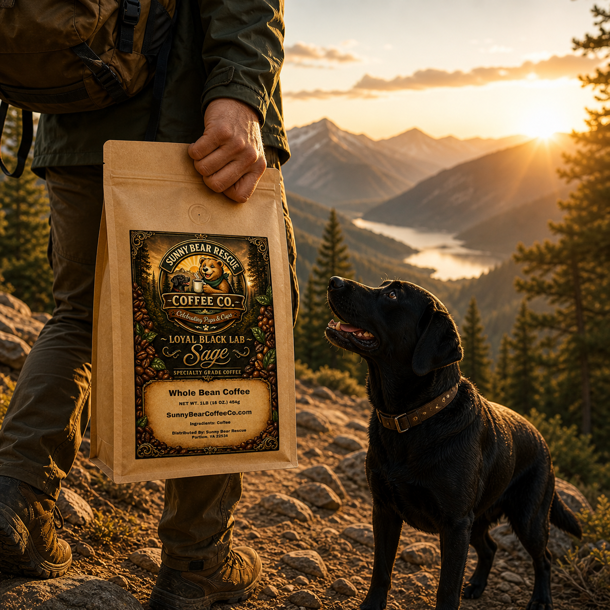 Loyal Black Lab ~ Sage Sunny Bear Rescue Coffee Co.