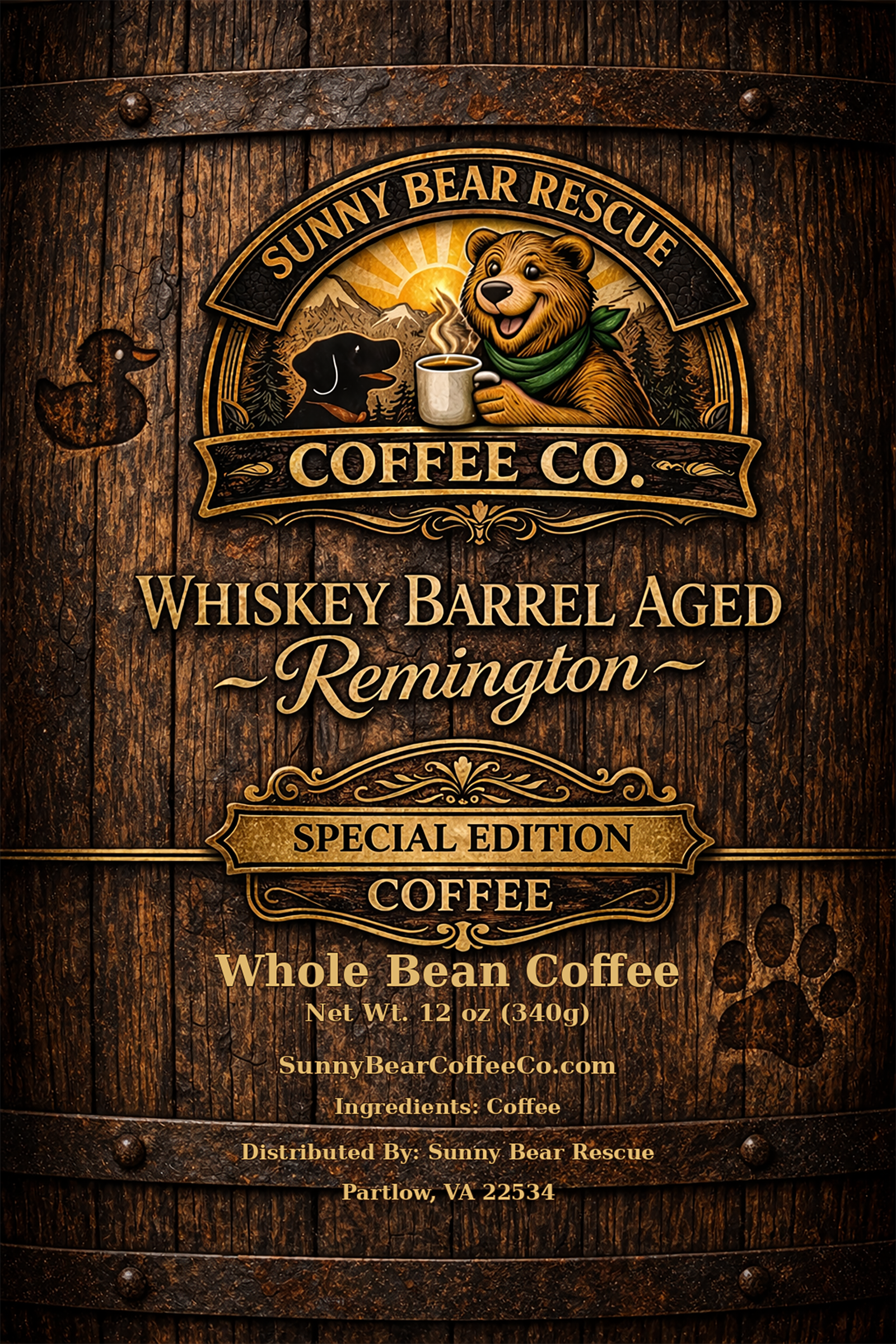 Whiskey Barrel Aged (Special Edition) ~ Remington Sunny Bear Rescue Coffee Co.