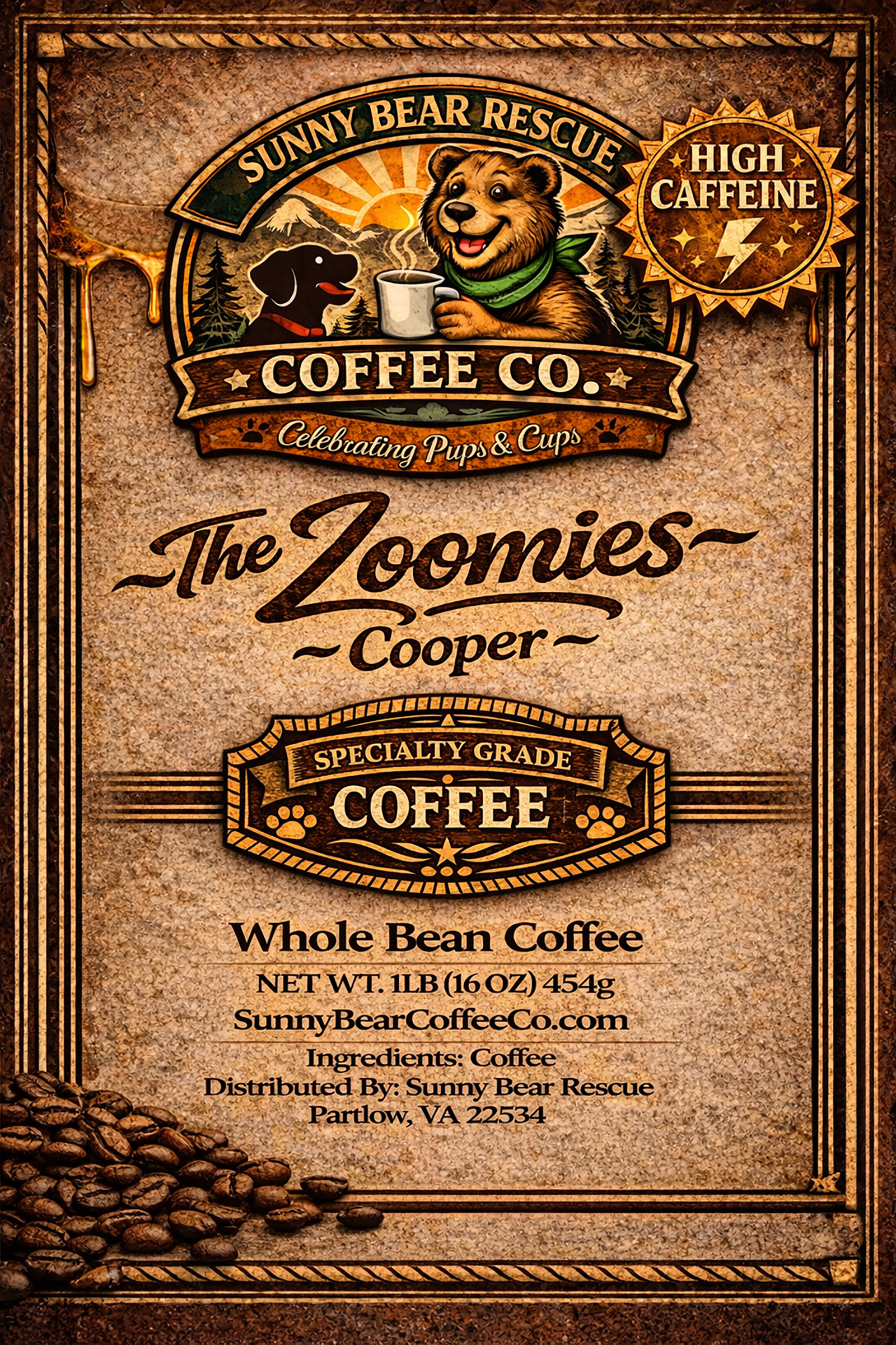 The Zoomies ~ Cooper Sunny Bear Rescue Coffee Co.