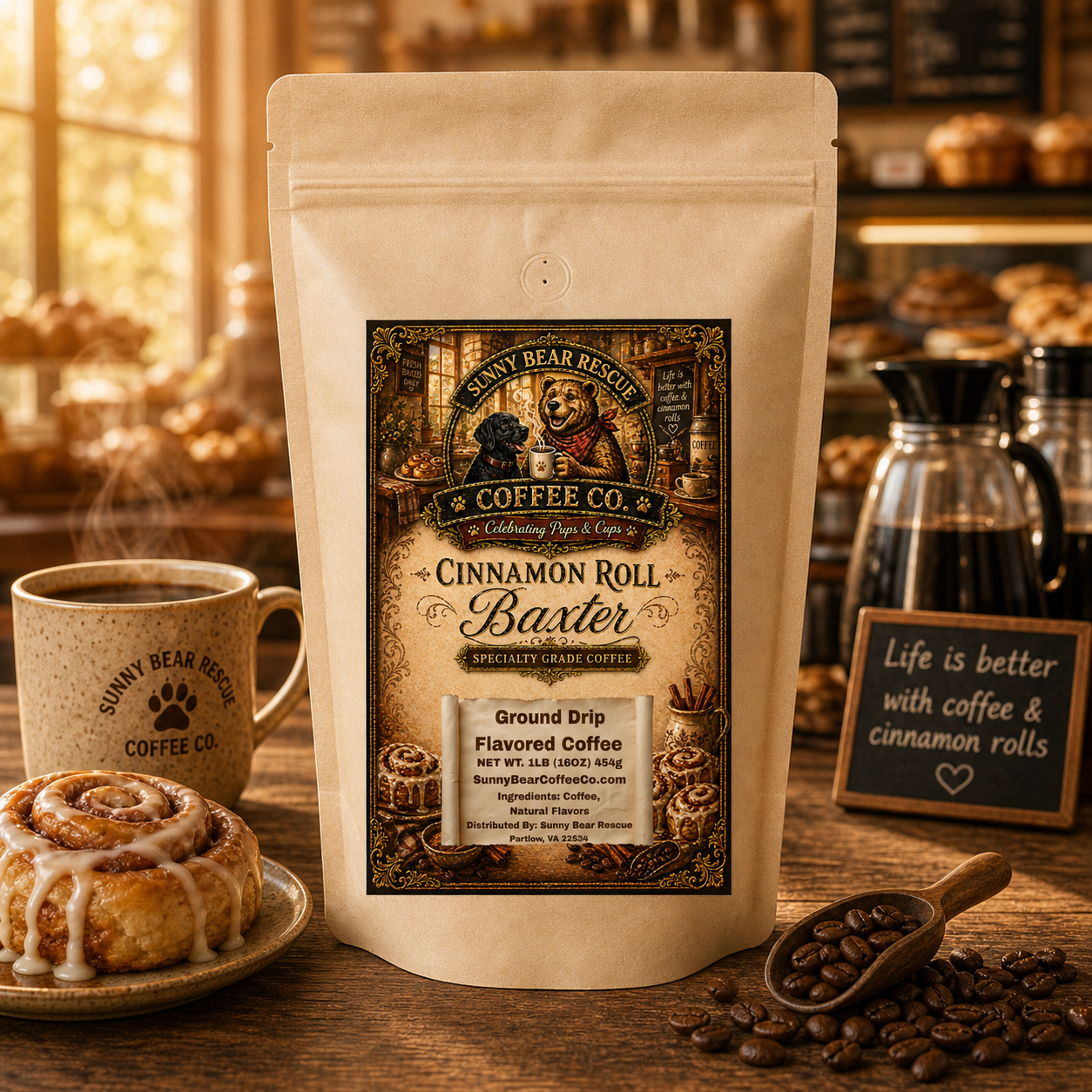 Cinnamon Roll ~ Baxter Sunny Bear Rescue Coffee Co.